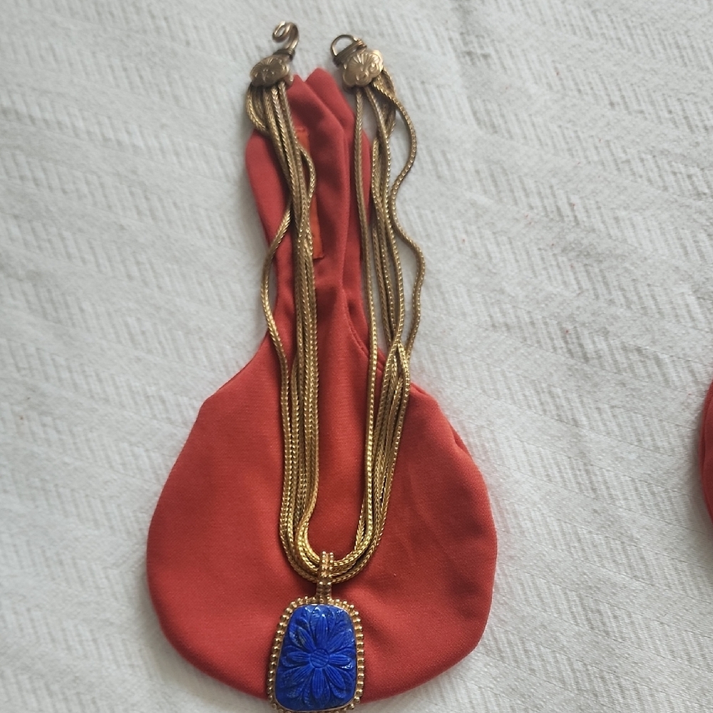 Stephen Dweck Gold and Blue Pendant Necklace
